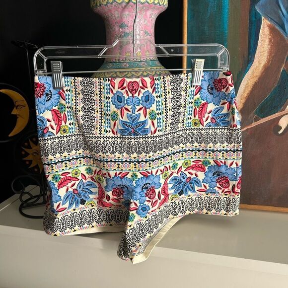 Flying Tomato Anthropologie Boho Multicolor Floral High Waist Women's Shorts M - Picture 16 of 16